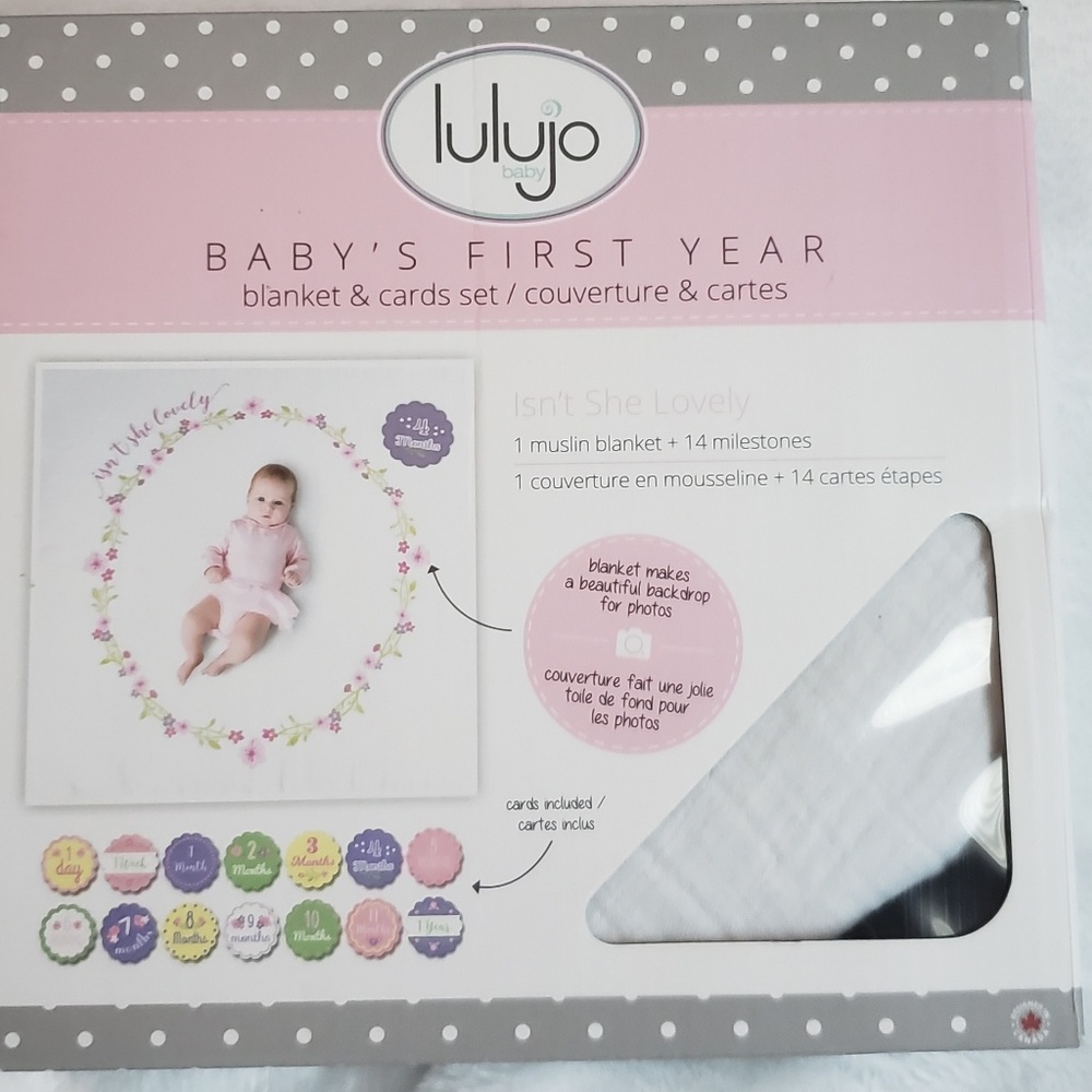 Baby Milestones blanket with month cards